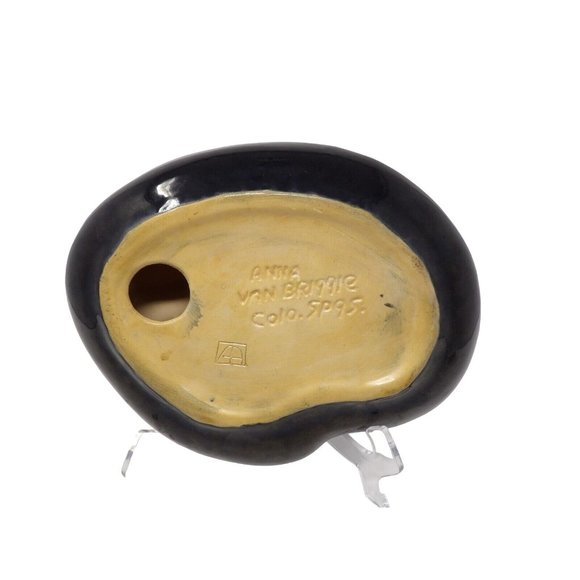 Vintage MCM "For the Byrds" Black Ashtray. Marked Anna Van Briggle Colo. Spgs. - Picture 2 of 9